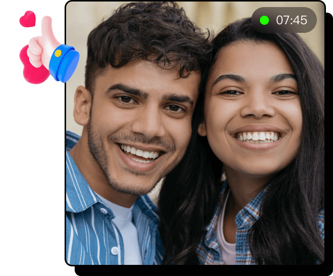 Smiling couple are on a live video chat on DesiLive